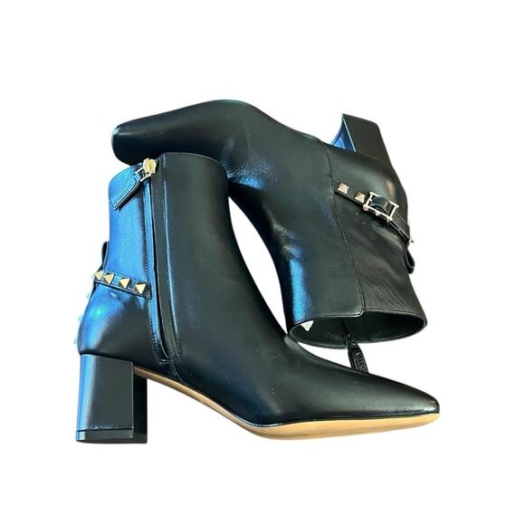 Valentino Garavani Rockstud Leather Block Heel Side Zip Booties NEW EU 35/US 5 - Picture 12 of 16
